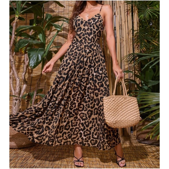 BellanBlue Dresses & Skirts - Boho Leopard Print Cami Maxi Dress